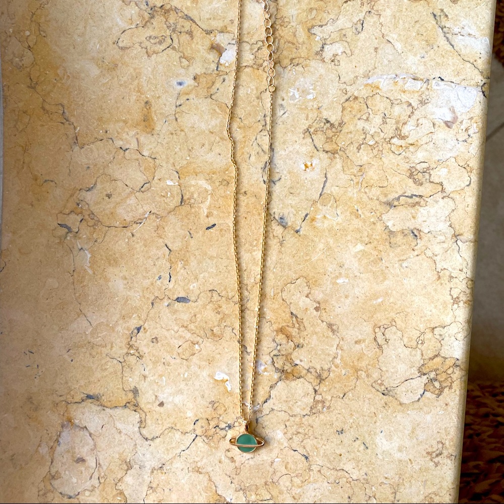 Green Gem Planet Necklace